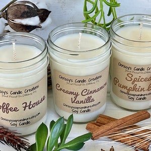 Fall Soy Candles - Choose your Scent - Handmade Scented Candles - Natural Soy Wax Candle - Vegan - Autumn Candle