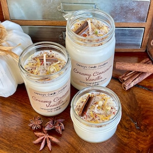 Creamy Cinnamon Vanilla Soy Candle – Farmhouse Fall Scent