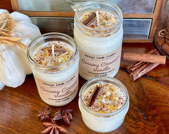 Creamy Cinnamon Vanilla Soy Candle – Farmhouse Fall Scent