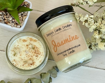 Jasmine Soy Candle: Hand Poured Botanical Scented Candle