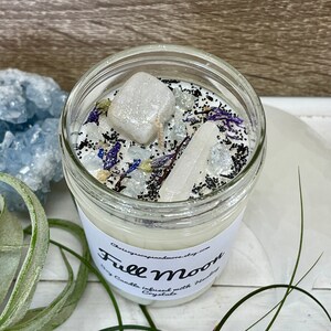 Full Moon Crystal Candle Ritual Candle Manifestation Candle Intention Candle Spell Candle Healing Crystals and Stones image 3