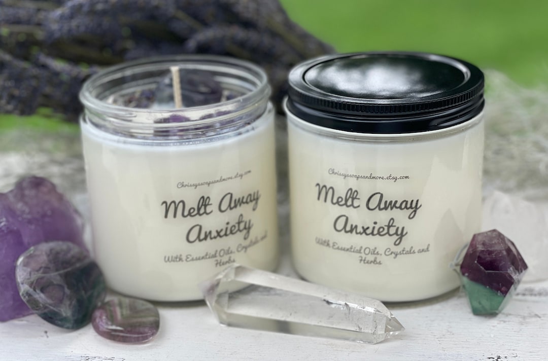 Melt Away Anxiety Crystal Candle 16oz Soy Candle Aromatherapy Candle