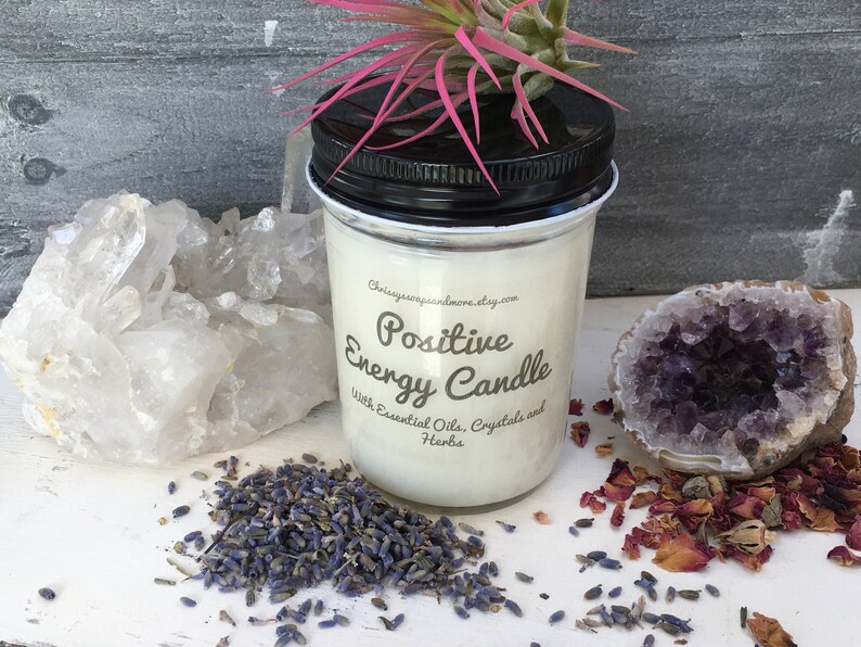 Positive Energy Candle 8oz Crystal Candle Aromatherapy Etsy
