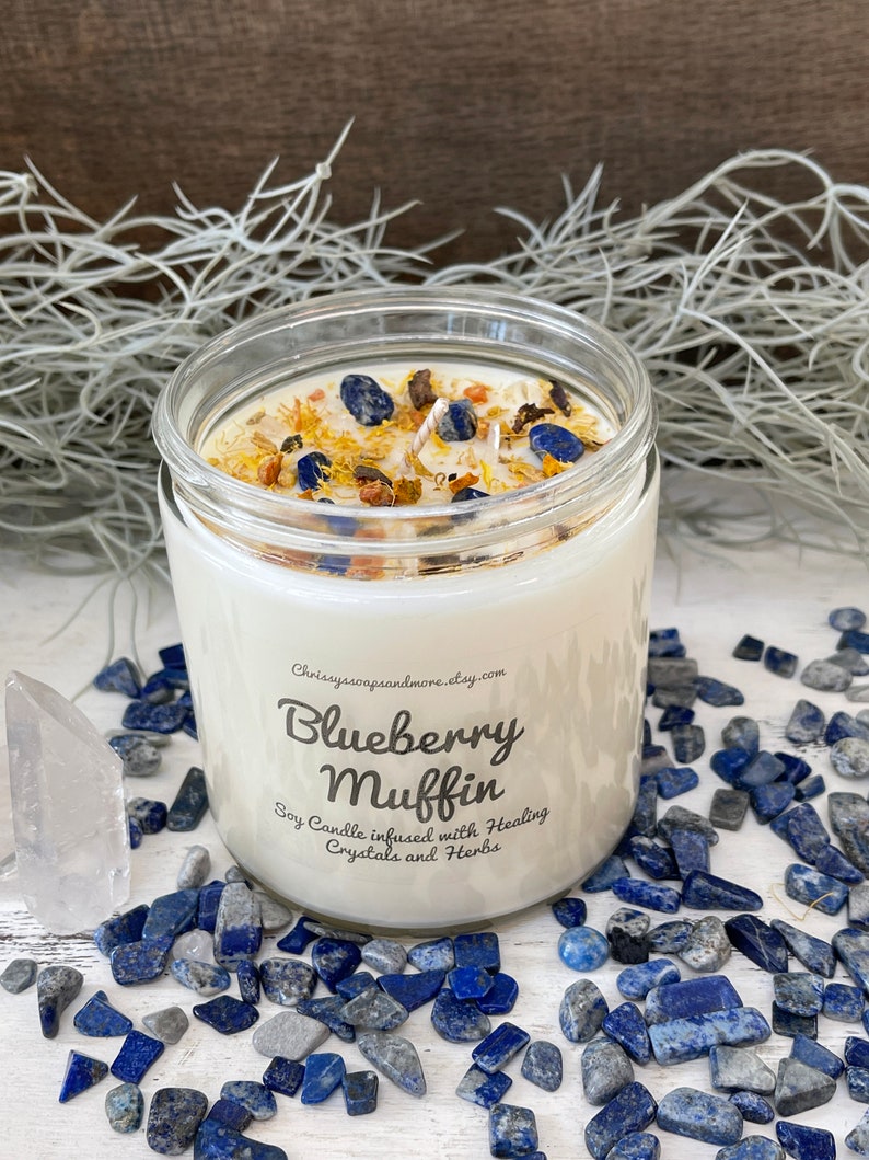 Blueberry Muffin Crystal Candle Soy Candle Bakery Scented Etsy
