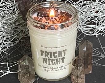 Fright Night Crystal Candle - Protection Candle  - Spell Candle - Spooky Candle - Fall Candle - Soy Candle - Witch Candle