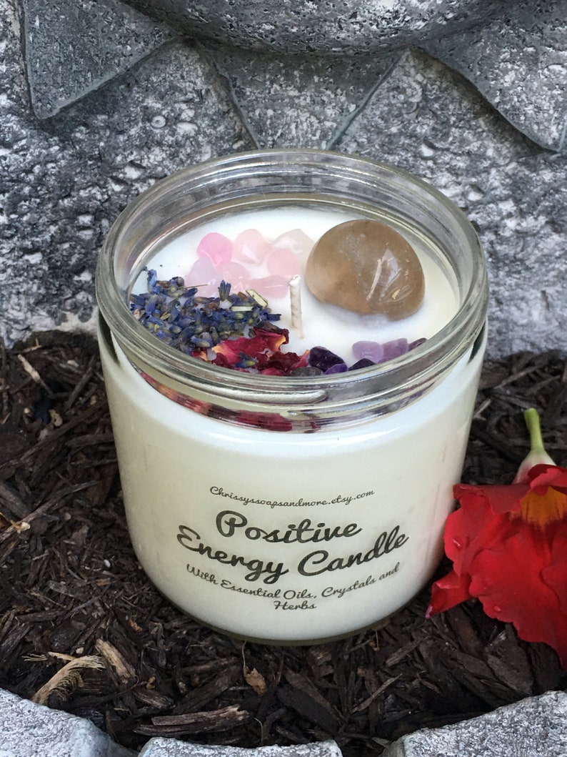 Positive Energy Candle 16oz Crystal Candle Aromatherapy Etsy