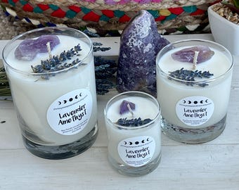 Crystal Lavender Amethyst Candle - Soy Candle - Aromatherapy Candle - Lavender Essential Oil Candle - Mindfulness Gift
