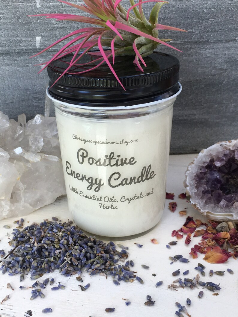Positive Energy Candle 8oz Crystal Candle Aromatherapy Etsy
