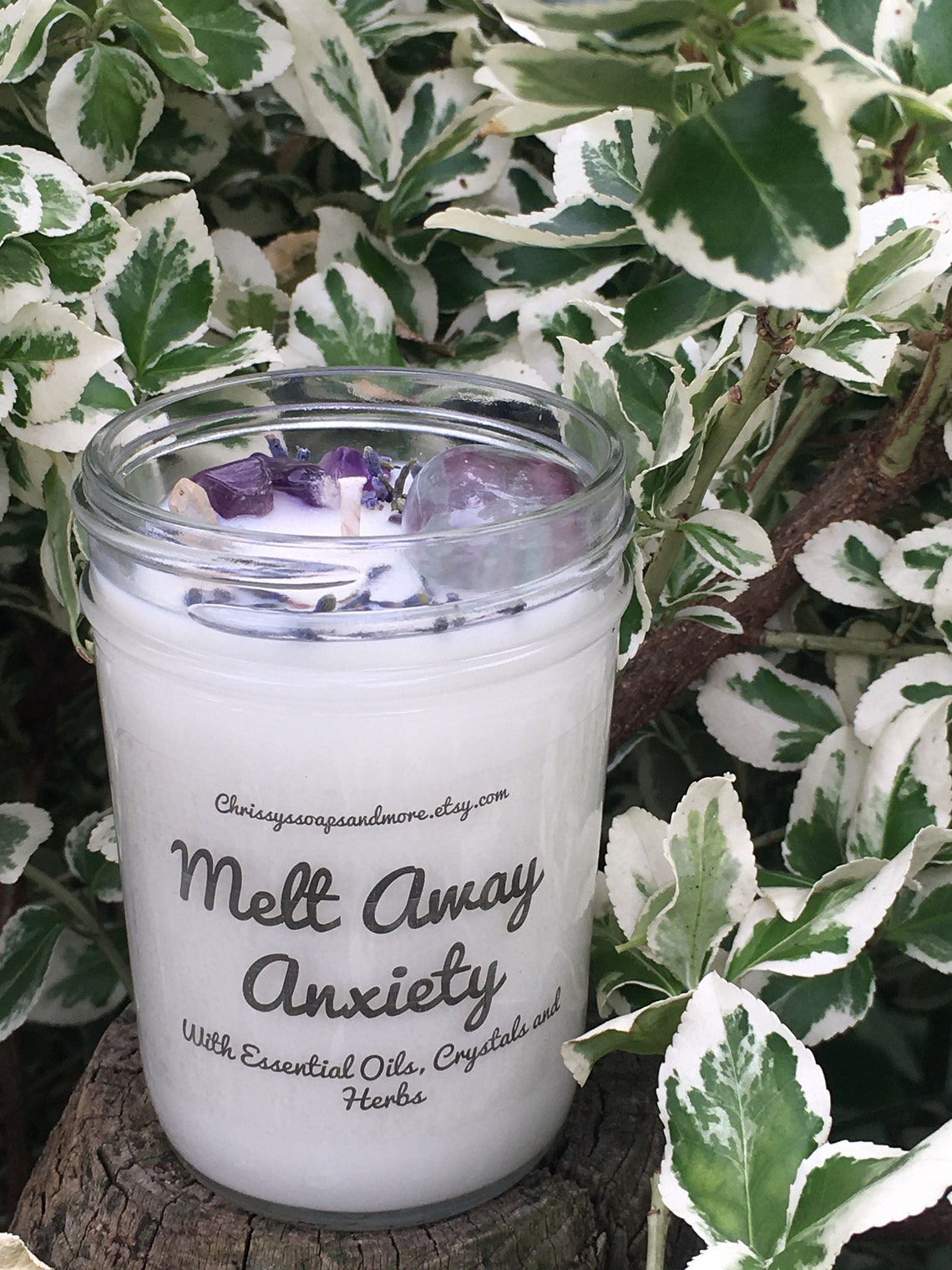 Melt Away Anxiety Candle Crystal Candle Aromatherapy Etsy