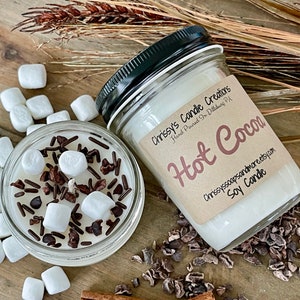Hot Cocoa Soy Candles handmade - Christmas Candle - Holiday Scent - Vegan - Soy Wax - Farmhouse decor - Hand Poured