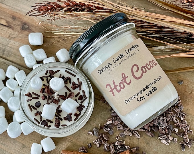 Hot Cocoa Soy Candle: Handmade Holiday Scent, Farmhouse Decor