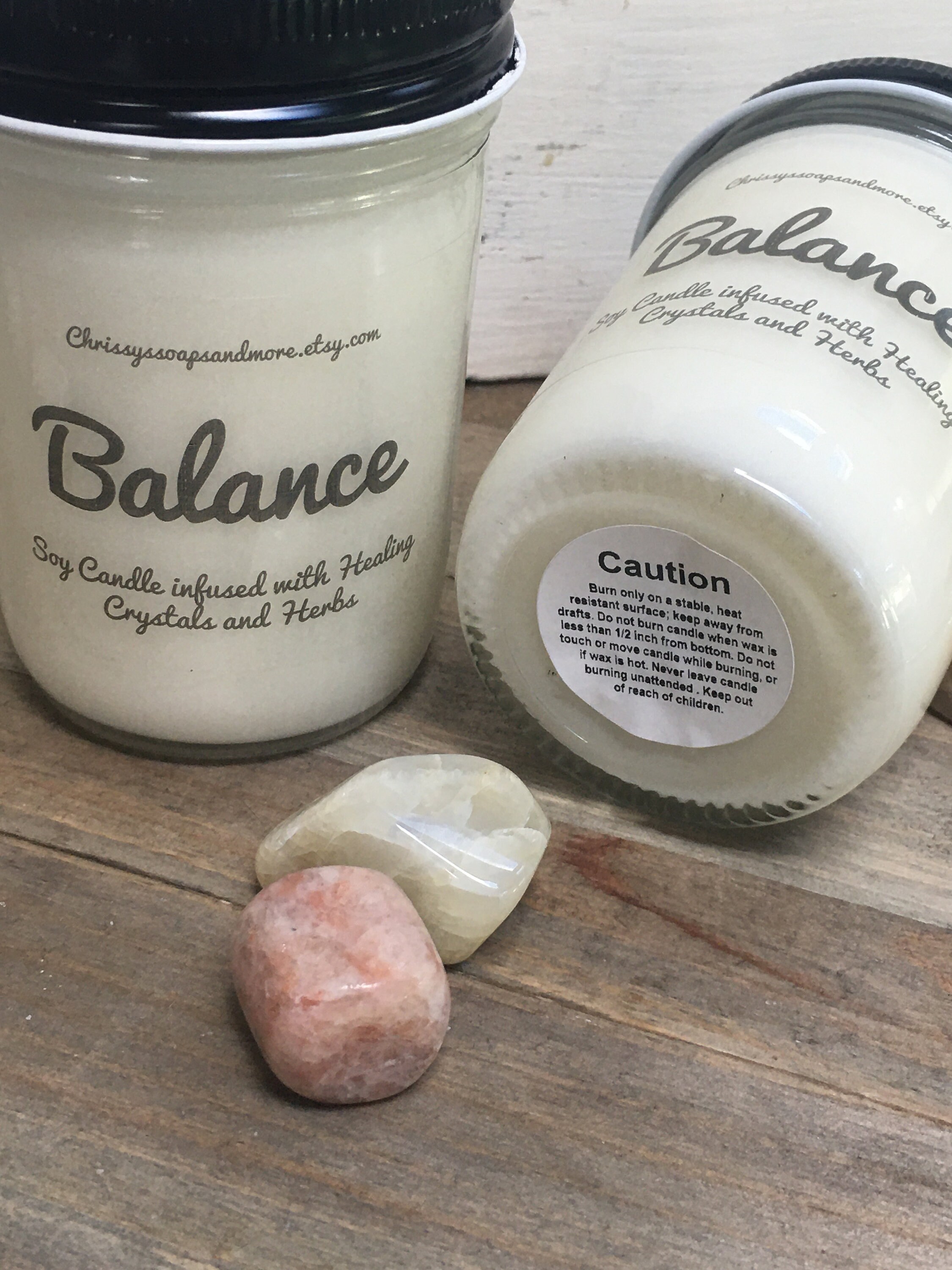 Balance Candle Crystal Candle Sunstone Moonstone Candle Etsy