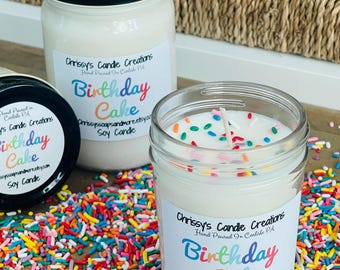 Birthday Cake Candle Homemade - Soy Wax Dessert Candles Vanilla scented