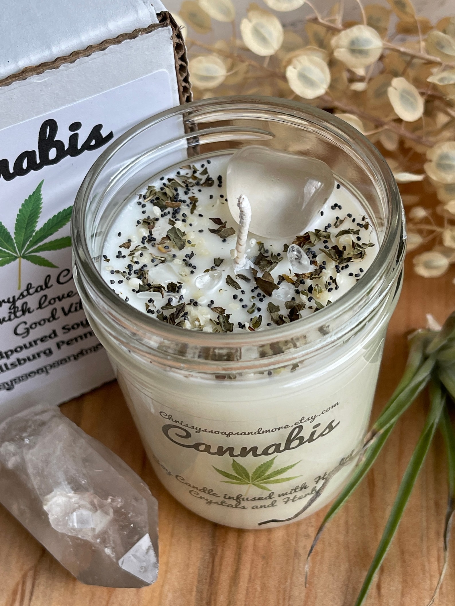 Cannabis Crystal Soy Candles Weed Candle Marijuana Candle Etsy