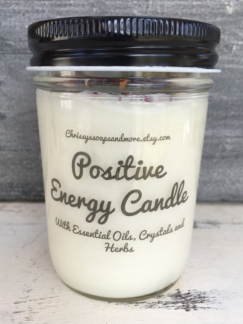 Positive Energy Candle 8oz Crystal Candle Aromatherapy Etsy