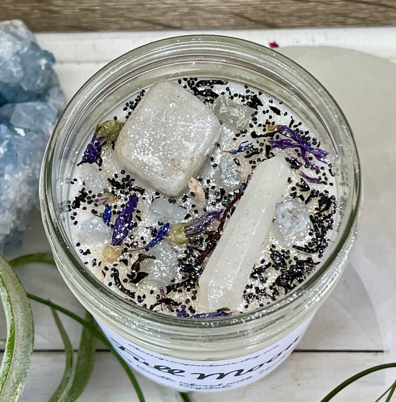 Full Moon Crystal Candle Ritual Candle Manifestation Candle Intention Candle Spell Candle Healing Crystals and Stones image 4