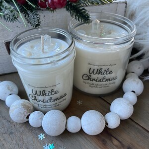 White Christmas Crystal Candle Yule Candle Soy Candle Christmas Candle Winter and Holiday Candles Christmas Decor image 2