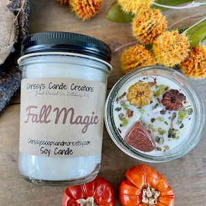 Fall Magic Crystal Candle - Scented Soy Candle - Fall Candle - Fall Decor - Autumn Candle - Halloween Candle - Pumpkin Candle