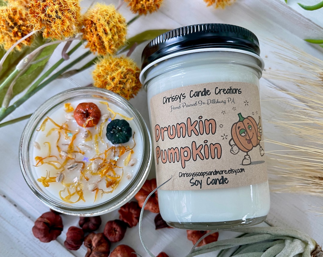 Drunkin Pumpkin Soy Candles Handmade Fall Candle Pumpkin Candle Vanilla