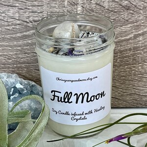 Full Moon Crystal Candle Ritual Candle Manifestation Candle Intention Candle Spell Candle Healing Crystals and Stones image 7
