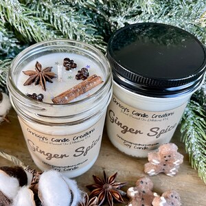 Ginger Spice Soy Candles handmade Christmas Candle Holiday Scent Vegan Soy Wax Farmhouse decor Hand Poured image 5