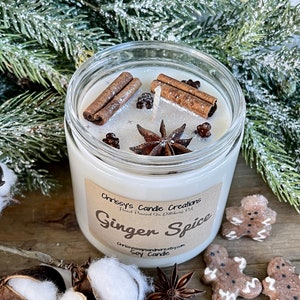 Ginger Spice Soy Candles handmade Christmas Candle Holiday Scent Vegan Soy Wax Farmhouse decor Hand Poured image 3