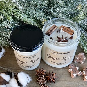 Ginger Spice Soy Candles handmade Christmas Candle Holiday Scent Vegan Soy Wax Farmhouse decor Hand Poured image 2