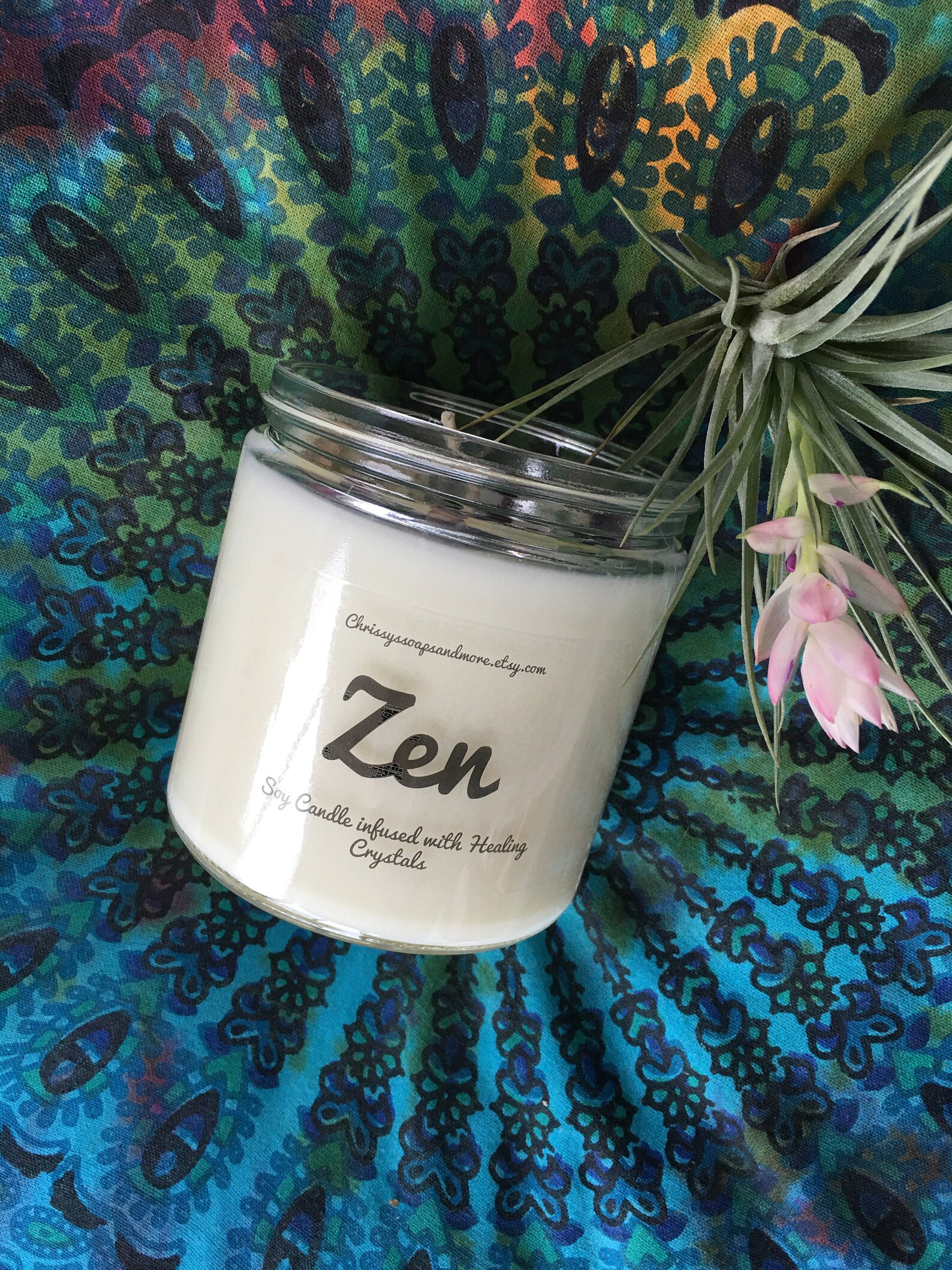 Zen Candle Crystal Candle Calming Candle Good Vibes Etsy