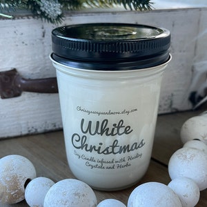 White Christmas Crystal Candle Yule Candle Soy Candle Christmas Candle Winter and Holiday Candles Christmas Decor image 7