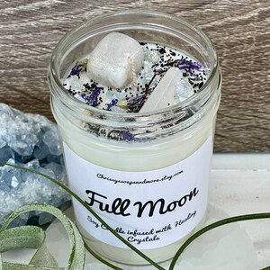 Full Moon Crystal Candle Ritual Candle Manifestation Candle Intention Candle Spell Candle Healing Crystals and Stones image 5