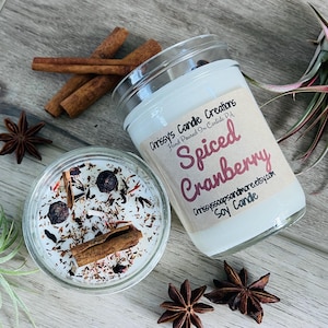 Spiced Cranberry Soy Candles handmade - Fall Scent - Holiday Scent - Vegan - Soy Wax - Farmhouse decor - Hand Poured