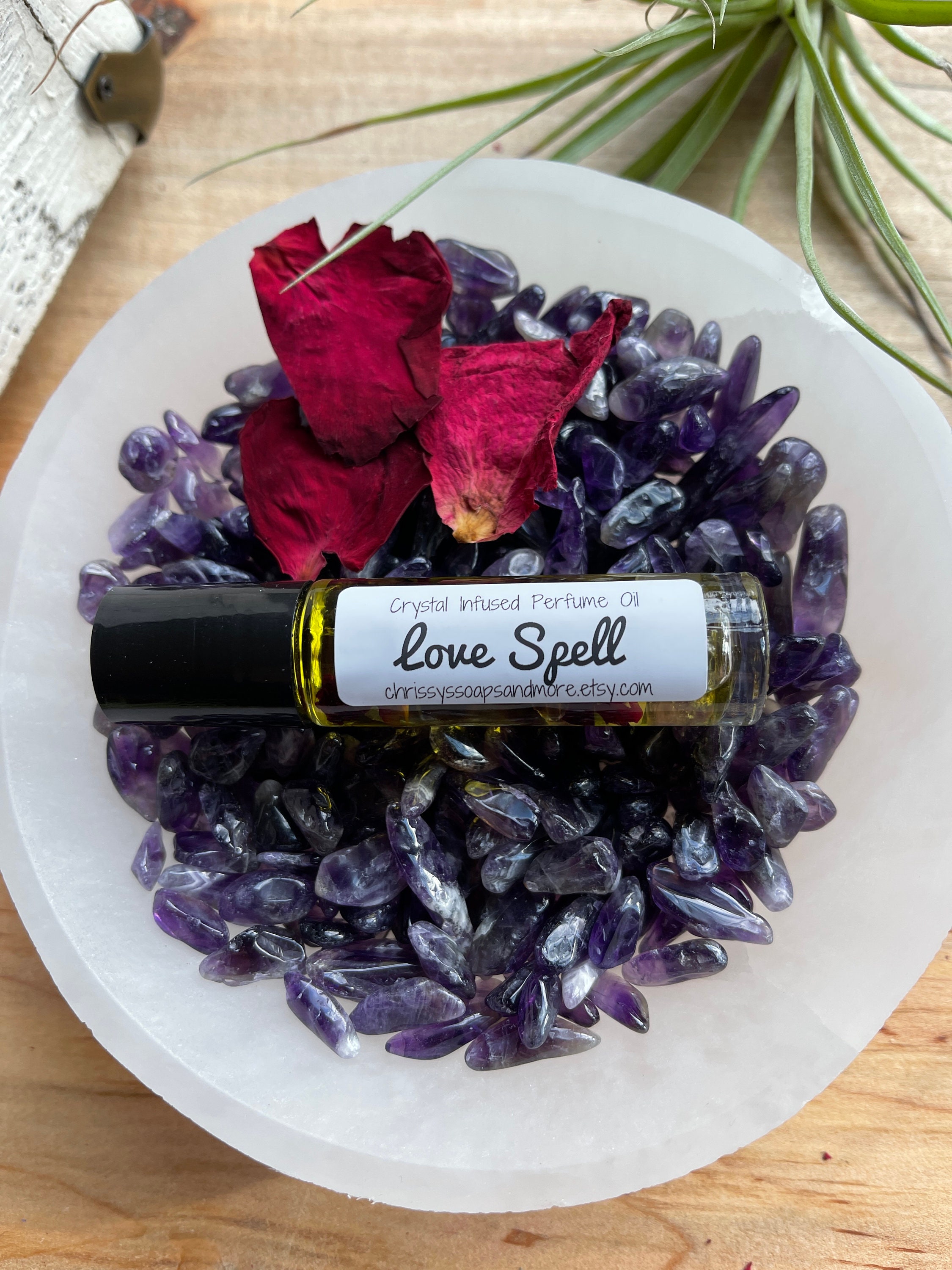 Love Spell Crystal Infused Perfume Oil Healing Crystals Roller