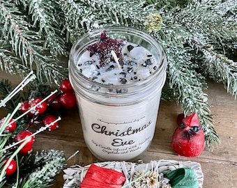 Christmas Eve Crystal Candle - Yuletide Candle - Soy Candle - Christmas Candle - Winter and Holiday Candles - Chocolate Scented Candle