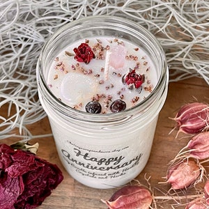 Happy Anniversary Crystal Soy Candle - Anniversary Gift - Crystal Infused Candle - Ritual Candle - Mindfulness Gift - Intention Candle