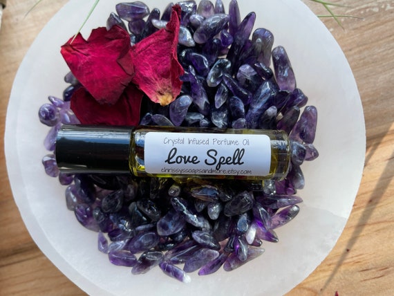 Love Spell Crystal Infused Perfume Oil Healing Crystals Roller