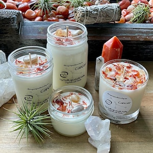 Cancer Zodiac Crystal Candle - Horoscope Candle - Astrology Candle - July Birthday Gift - Intention Candle - Natural Soy Candle