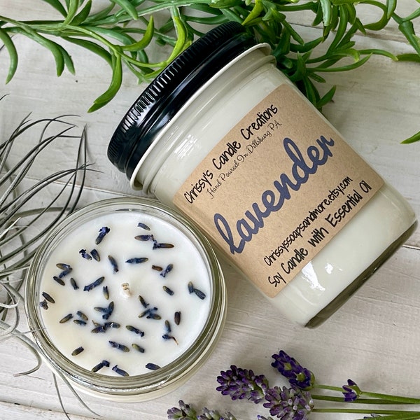 Lavender Candle - Anxiety Relief - Soy Candle - Essential Oil Candle - Aromatherapy Candle - Mindfulness Gift
