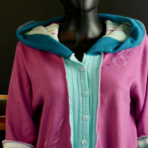 Upcycled shops Sweater, Size Medium, Non-Wool Patchwork Sweater,Pastel Colours, Katwise Inspired