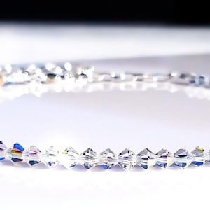 Long Crystal Necklace - Sparkly Iridescent Boho Necklace AB Crystal Bead Necklace, Elegant Preciosa Beaded Clear Crystal Necklace for Women