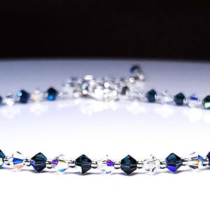 Blue Crystal Choker - AB Sparkly Beaded Crystal Choker Necklace, Sapphire Blue Necklace, Navy Blue Evening Necklace, Jewelry Gift for Woman