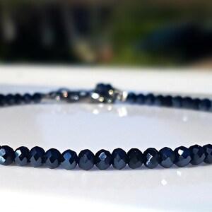 Dark Blue Crystal Anklet, Navy Crystal Ankle Bracelet, Sapphire Blue Jewelry, Elegant Blue Stone Anklet for Women, Cute Beaded Blue Anklet
