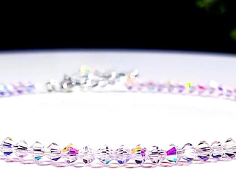 Pink Crystal Bracelet - Sparkly Coquette Bracelet, October Gift, Sweet 16 Gift, Girlfriend Bracelet, Delicate Bracelet, Teen Girl Birthday