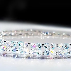 Aquamarine Crystal Bracelet, Premium Sparkling AB Crystals, Unique Handmade Bridal Bracelet, Beautiful Beaded Crystal Bracelet for Women