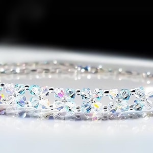 Aquamarine Crystal Anklet - Handmade Beaded Crystal Ankle Bracelet, Sparkly Wedding Anklet, Unique Turquoise Bridal Anklet, Premium Crystals