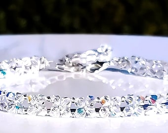 Aurora Borealis Crystal Bracelet, Sparkly Handmade Beaded Bracelet, Bride Bracelet, Gift for Wife, Girlfriend, Mother, Sister, Aunt, Grandma