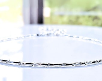 Thin Silver Bracelet - Minimalist Layering Bracelet, Silver Stacking Bracelet, Cute Dainty Silver Beaded Bracelet for Women and Teen Girls