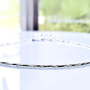 Thin Silver Bracelet - Minimalist Layering Bracelet, Silver Stacking Bracelet, Cute Dainty Silver Beaded Bracelet for Women and Teen Girls