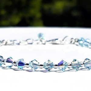 Turquoise Crystal Bracelet/ Highest Quality Crystals/ Light Azore and Silver Bridesmaid Bracelet/ Pretty Beaded Crystal Anxiety Bracelet