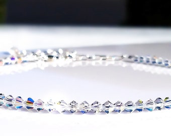 Iridescent Bead Bracelet/ Sparkly Crystal Bracelet/ Stackable Beaded Bracelet for Women/ Shiny Crystal Bracelet/ April Birthstone Bracelet