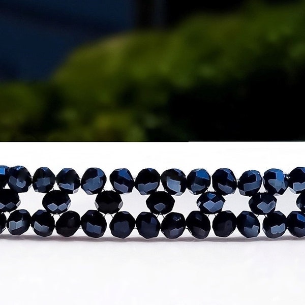 Dark Blue Crystal Choker Necklace/ Unique Beaded Crystal Necklace/ Elegant Navy Blue Choker/ Woven Sapphire Sparkling Statement Necklace